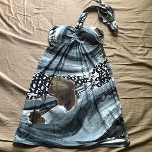 Knee-length summer halter dress